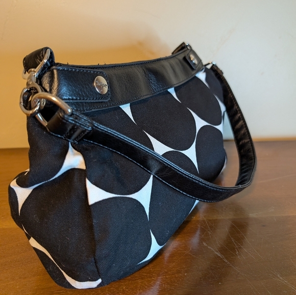Thirty-One Handbag Purse Handbag Satchel Black White Polka Dot Pop‌ - Picture 5 of 16
